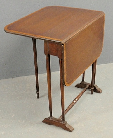 Appraisal: - Small inlaid mahogany drop-leaf end table by Ferguson Brothers