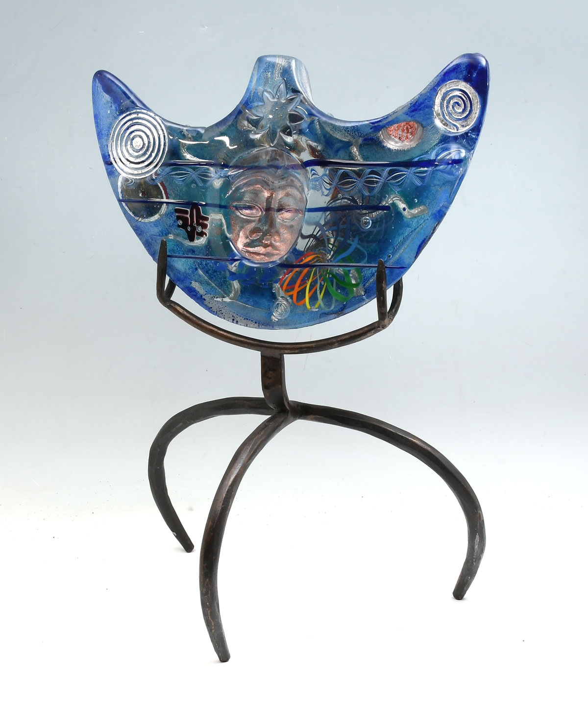 Appraisal: GOTT Susan American th st C Predominantly blue glass sculpture