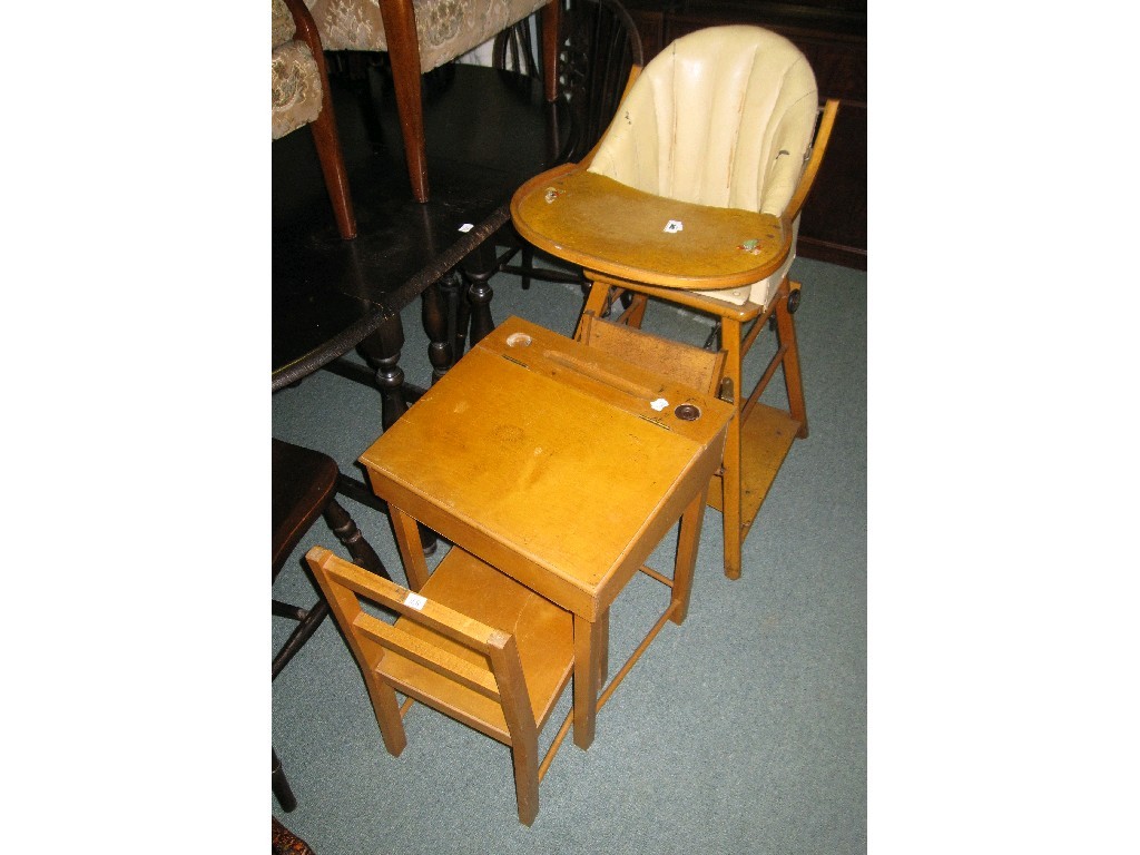 Appraisal: Lot comprising child's high chair desk and chair