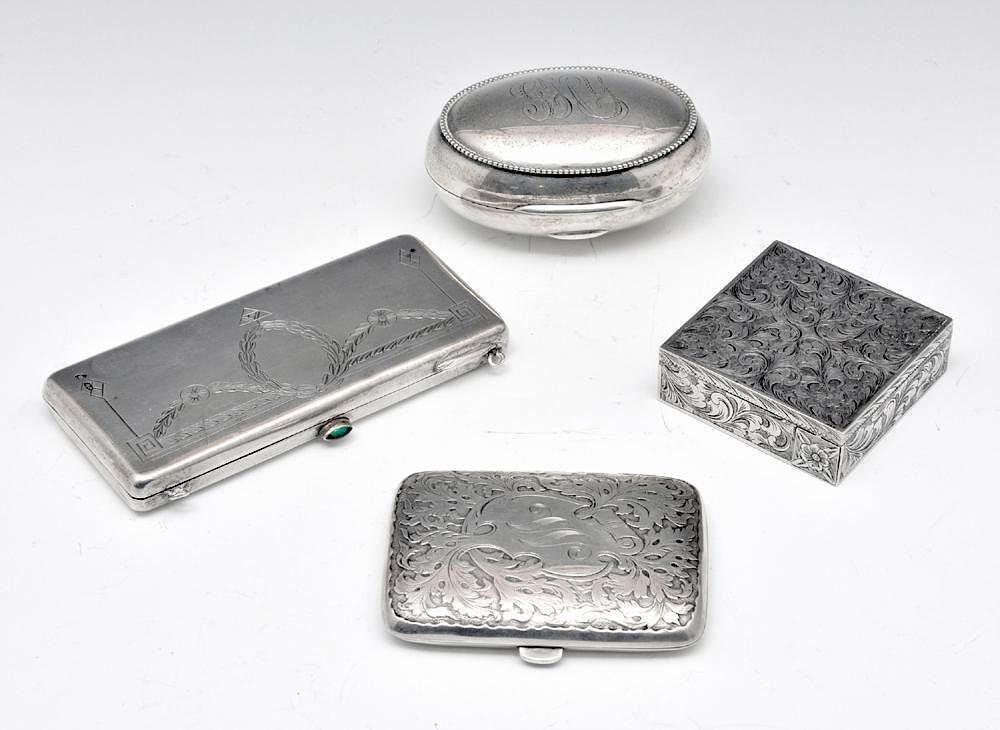 Appraisal: Grouping of four sterling silver boxes Grouping of four sterling