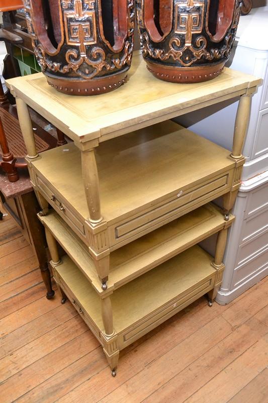 Appraisal: A PAIR OF ANTIQUE STYLE TWO TIER SIDE TABLES WITH