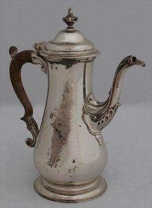 Appraisal: GEORGE II SILVER COFFEE POT Probably William Grundy London the