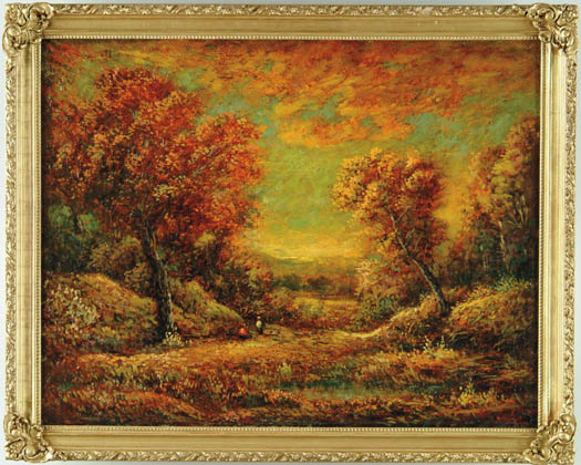 Appraisal: HUDSON MINDELL KITCHELL American - FIGURES IN A FALL LANDSCAPE