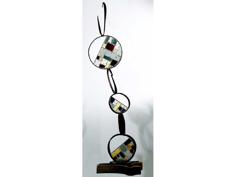 Appraisal: DON WIEGAND AMERICAN Steel and glass sculpture of six welded