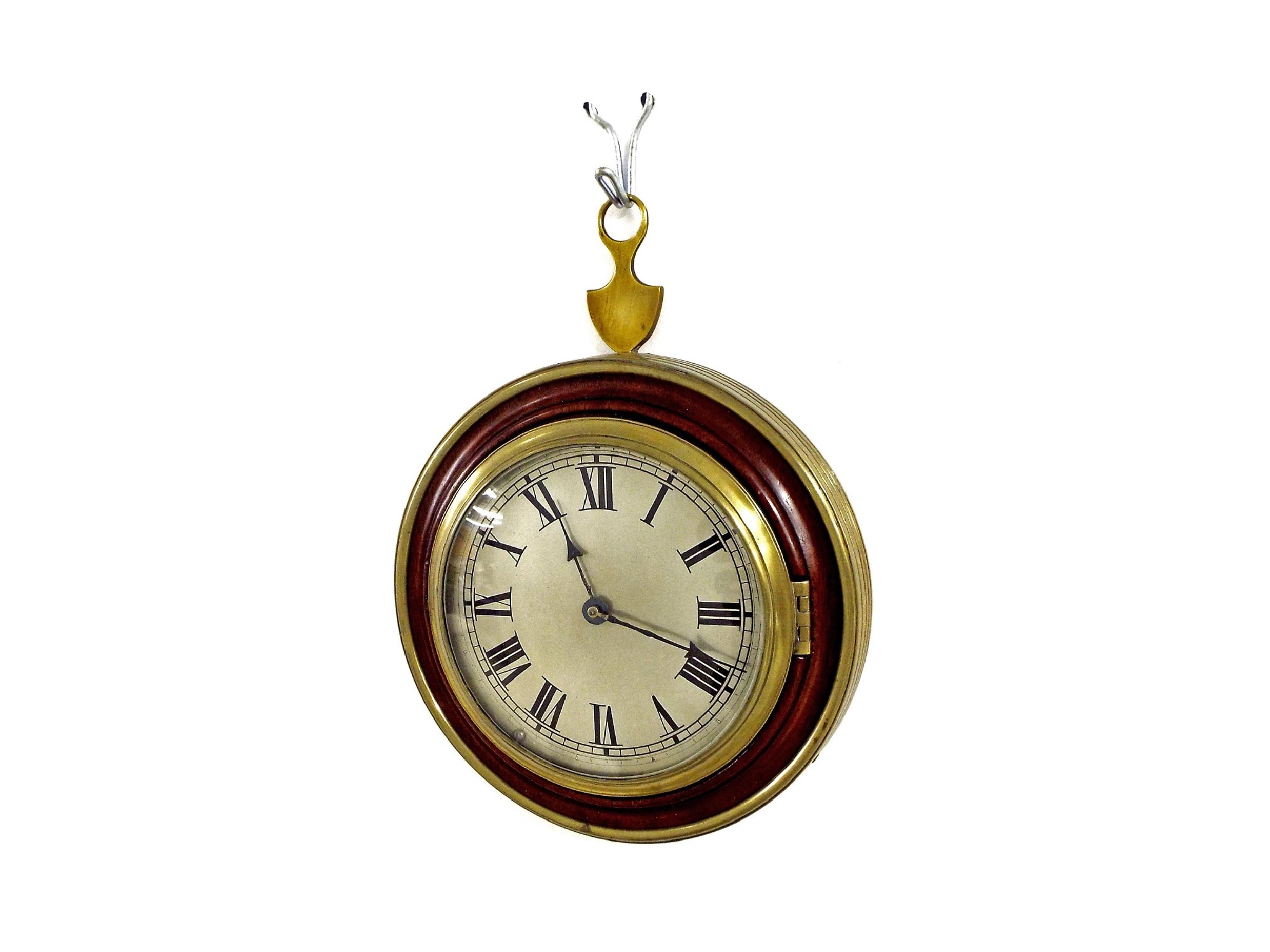 Appraisal: Small mahogany and brass sedan wall clock the movement signed