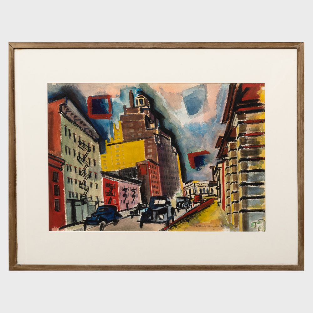 Appraisal: Margules de Hirsh - Christopher Street Watercolor and gouache on