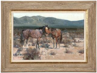 Appraisal: James Elwood Reynolds ''Mustangs'' two horses in the desert James