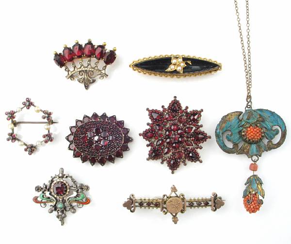 Appraisal: A collection of gold-filled gem-set silver and metal jewelry