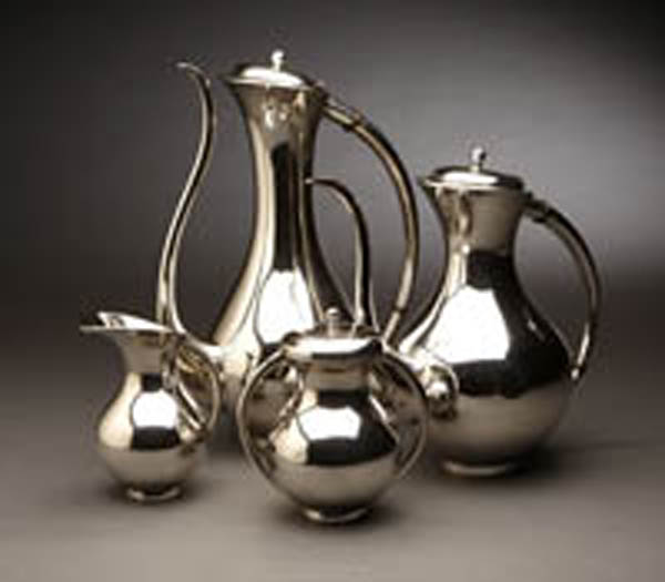 Appraisal: An Art Moderne silver coffee tea service An Art Moderne