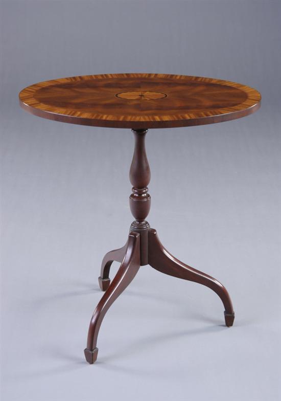 Appraisal: FEDERAL STYLE TILT-TOP STAND th century mahogany Inlaid paterae oval