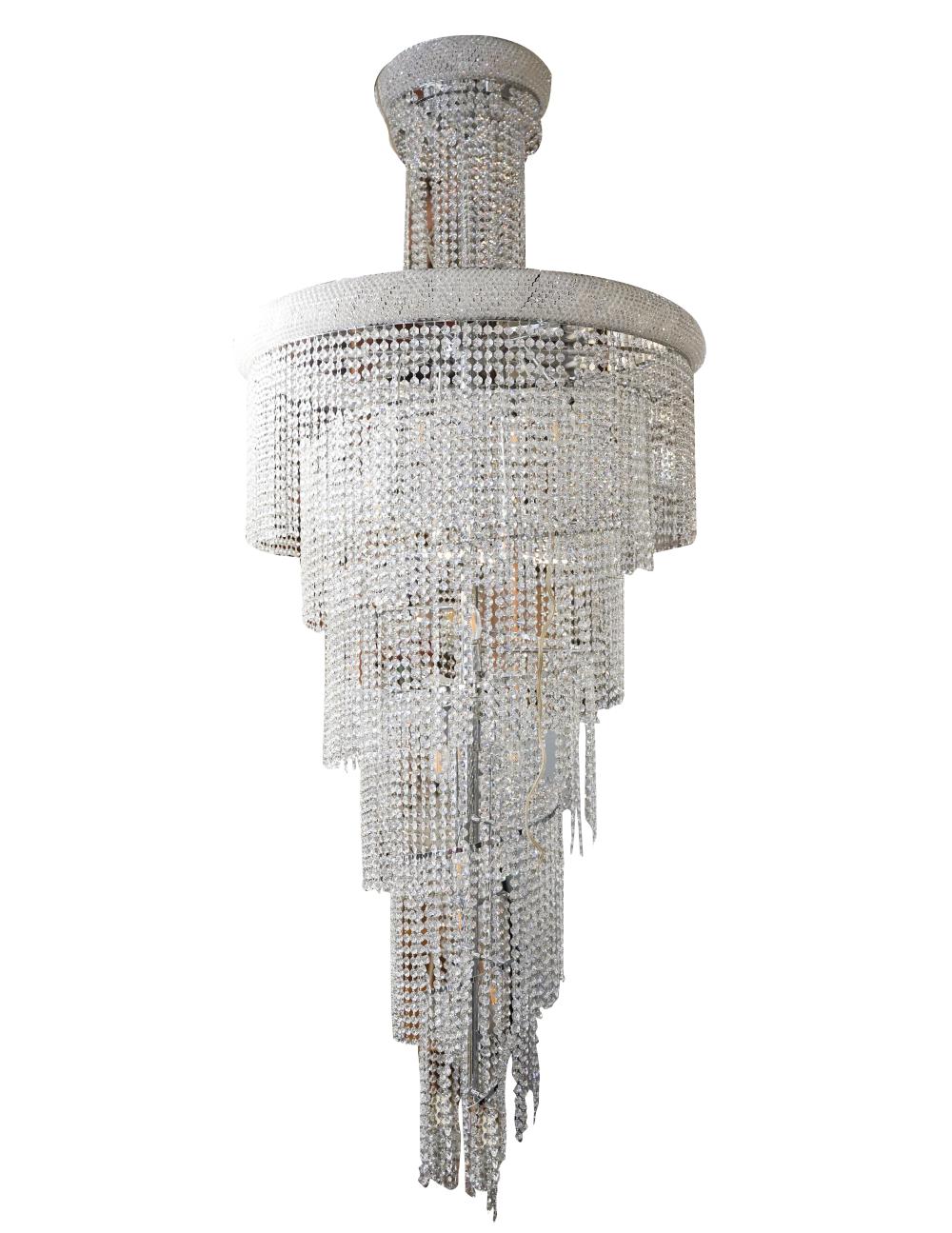 Appraisal: CHROME BEADED GLASS CHANDELIERapproximately sockets Condition central stem with damage