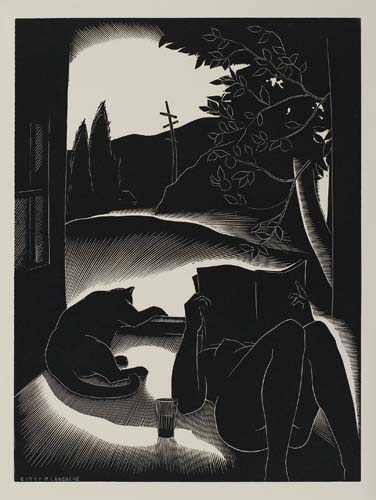 Appraisal: PAUL LANDACRE Sultry Day Wood engraving x mm x inches