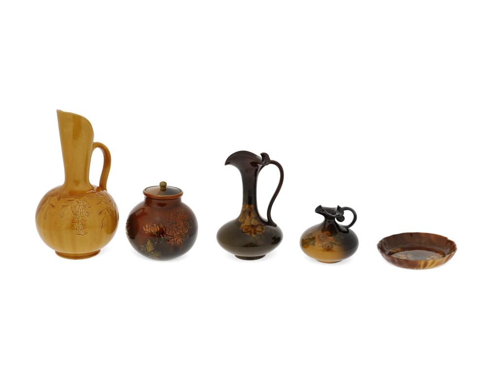 Appraisal: A group of American art pottery items Five works A