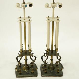 Appraisal: Mid-Century Modern Pair of Lamps in Brass by Designer Tommi