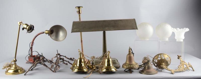 Appraisal: Lot of Various Lamp Parts and Desk Lamp Lot of