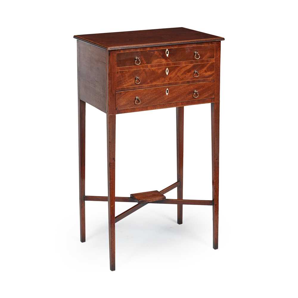 Appraisal: Y GEORGE III MAHOGANY WORK TABLE LATE TH CENTURY the