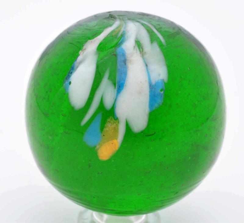 Appraisal: End of Cane Banded Transparent Fountain Marble Description Green translucent