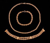 Appraisal: K Yellow Gold Necklace Bracelets set Italian made set of