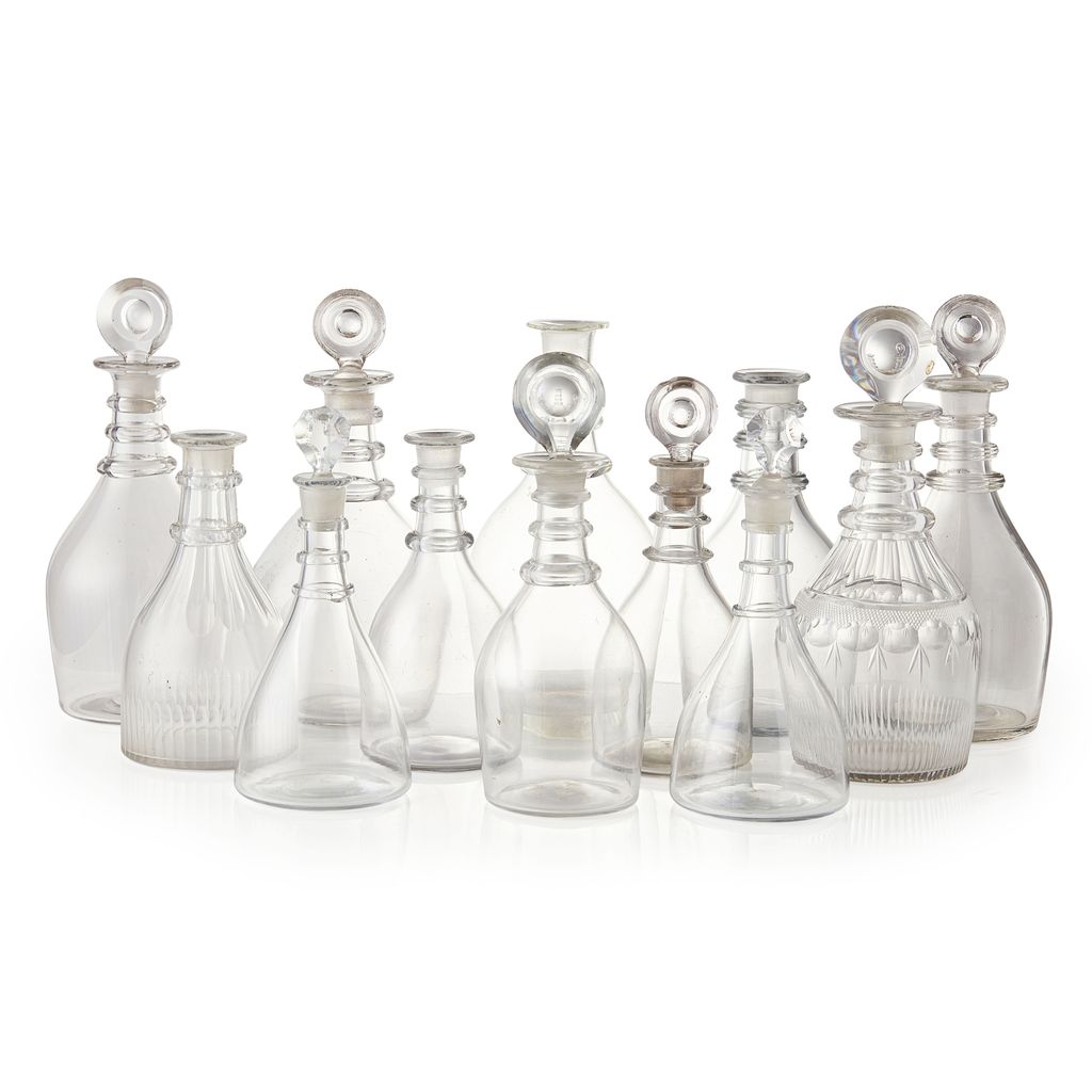 Appraisal: GROUP OF MATCHED DECANTERS AND STOPPERS TH CENTURY comprising twelve