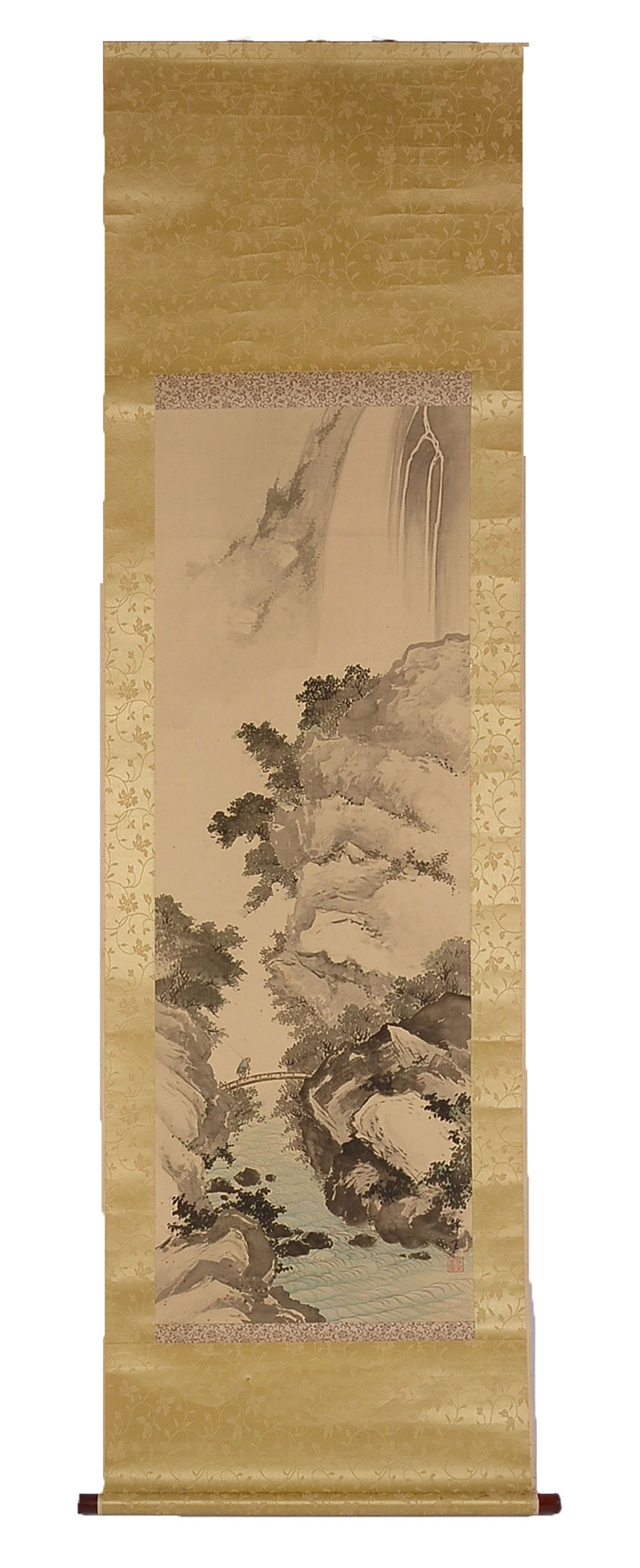 Appraisal: JAPANESE KAKEMONO SCROLL Large Japanese watercolor on silk of a