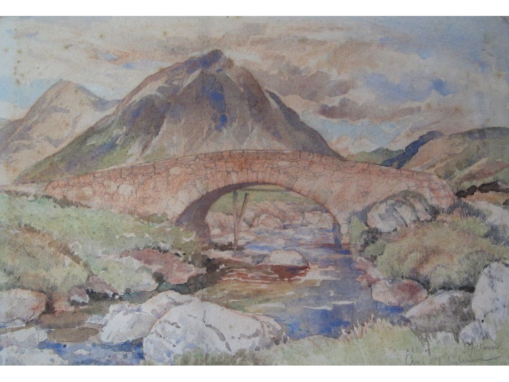 Appraisal: WILLIAM AITKEN - GLENCOE Watercolour signed and dated Aug x