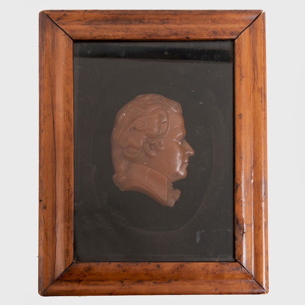 Appraisal: Framed Wax Profile of a Gentleman The profile x in