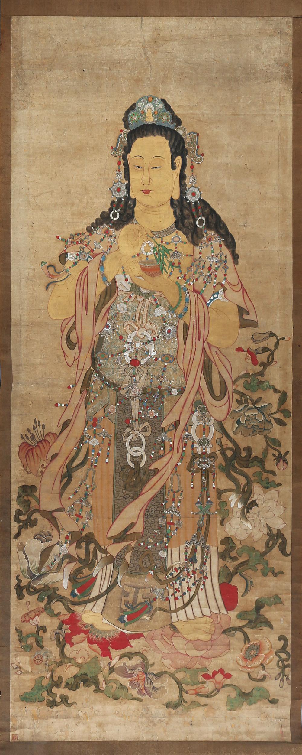 Appraisal: Korean School Joseon Dynasty - Bodhisattva with Bamboo Sprig and