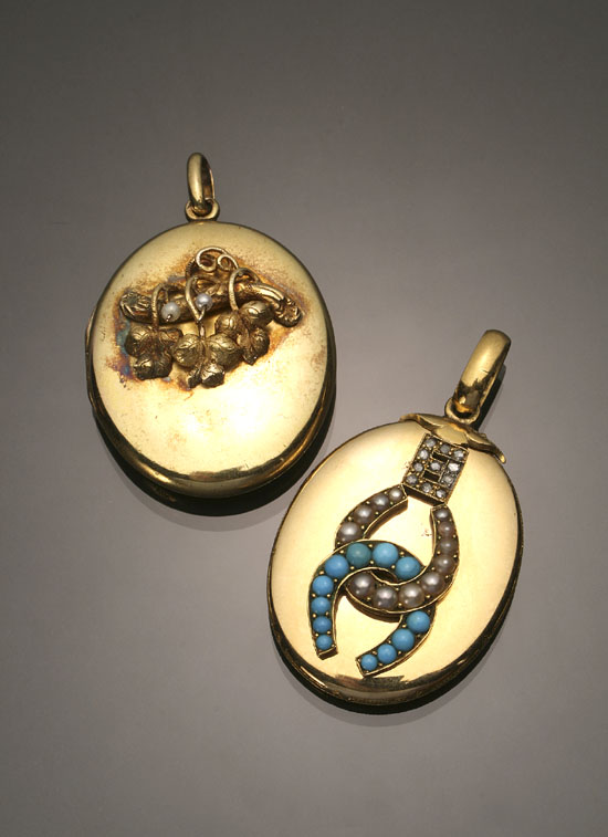 Appraisal: Two Victorian Tested -Karat Yellow-Gold Lockets Last Quarter th Century