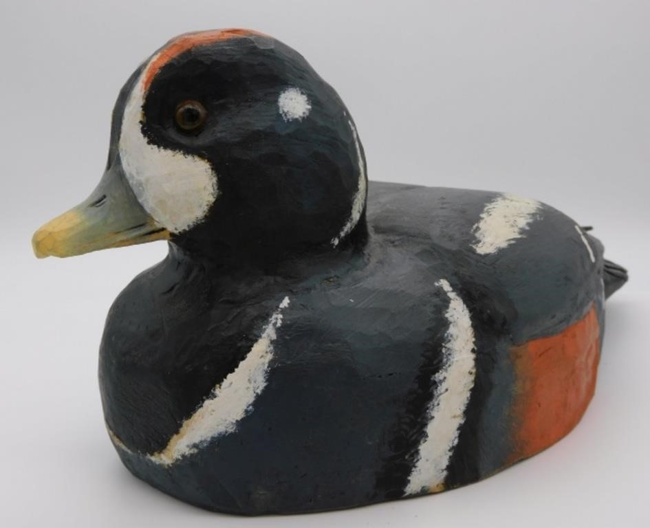 Appraisal: STAN SPARRE DENNIS MA CARVED AND PAINTEDHarlequin duck decoy Signed