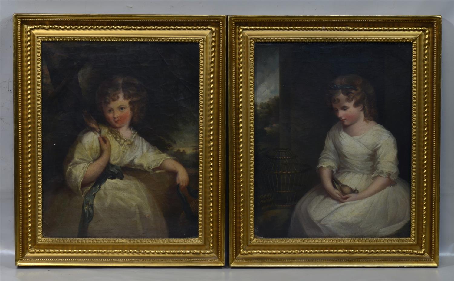 Appraisal: British School th Century oil on canvas Portraits of Young