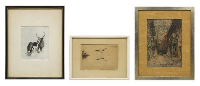 Appraisal: lot of Framed etchings on paper including Sandpipers initialed in