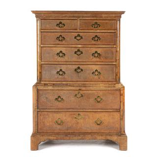 Appraisal: George II Cross Banded Walnut Chest on Chest George II