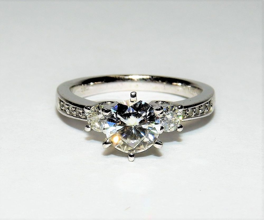 Appraisal: K White Gold Moissanite Lady's Engagement Ring Contemporary Round cut