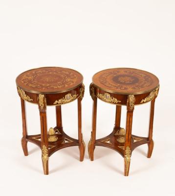 Appraisal: A pair of French brass mounted occasional tables each fitted