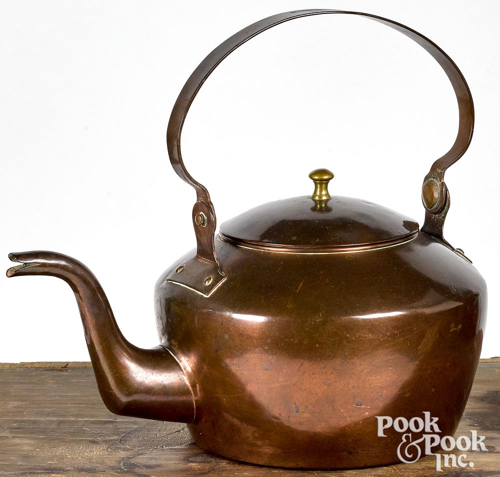 Appraisal: George Miltenberger copper tea kettle Scarce George Miltenberger Pittsburgh Pennsylvania