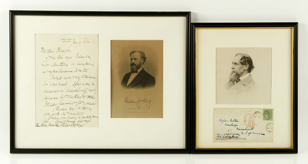 Appraisal: - Framed Autographs Two framed autographs with engravings to include