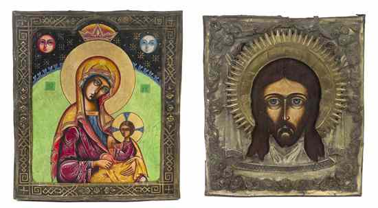 Appraisal: Two Eastern European Oklad Icons each of rectangular form one