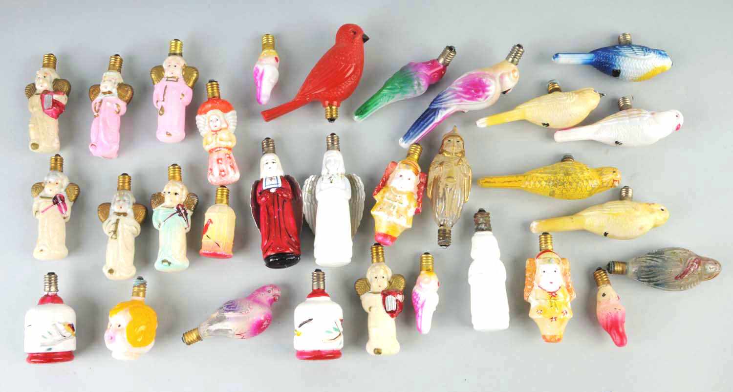 Appraisal: Lot of Figural Christmas Bulbs Description Includes angels birds faces