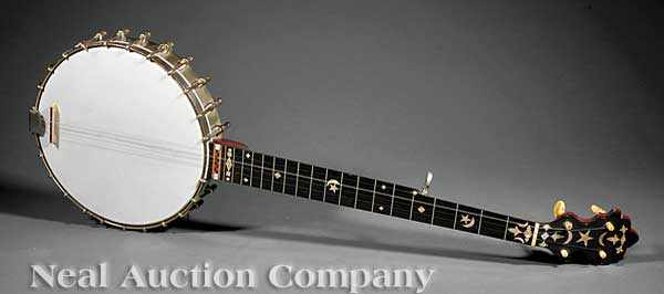 Appraisal: An American Inlaid Five-String Banjo-Banjeaurine c by Samuel S Stewart