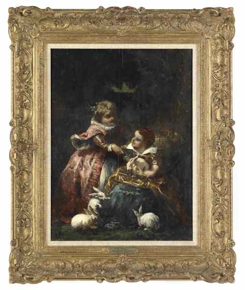 Appraisal: Faustin Besson French - oil on panel of two children