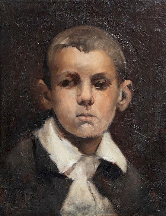 Appraisal: Frank Duvenek German American - Portrait Head of Young Boy