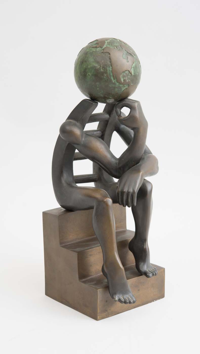 Appraisal: DOUG EDGE b THINKER Bronze inscribed with the artist's monogram