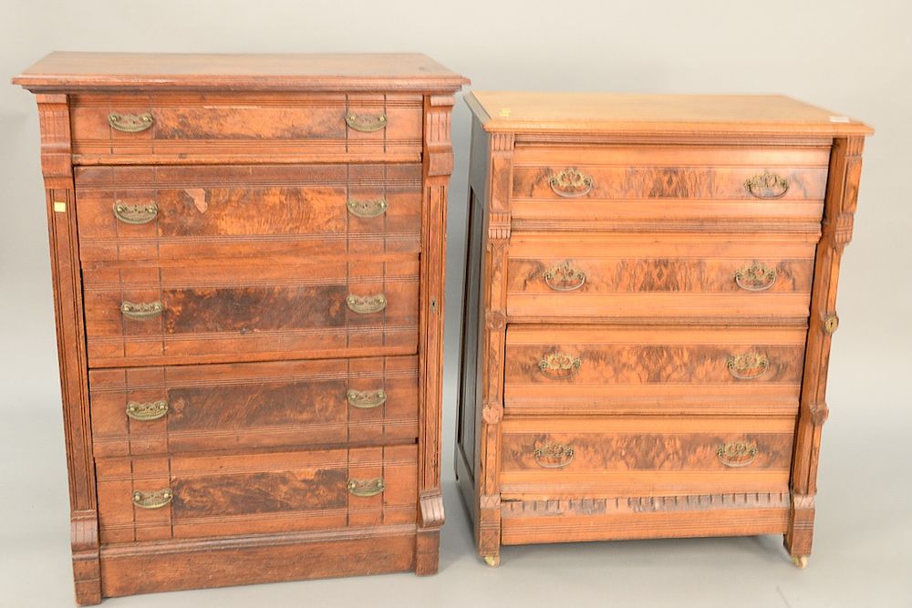 Appraisal: Two Victorian walnut lockside chests four drawer and a five