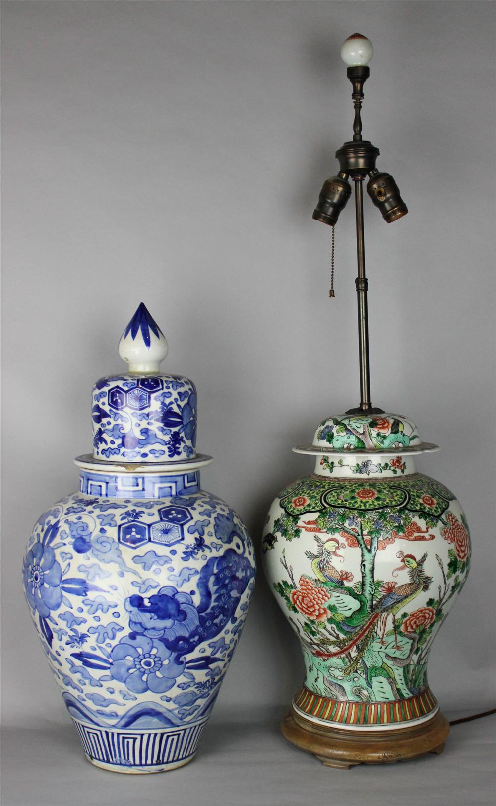 Appraisal: CHINESE FAMILLE VERTE JAR AND A COVER handsomely painted in