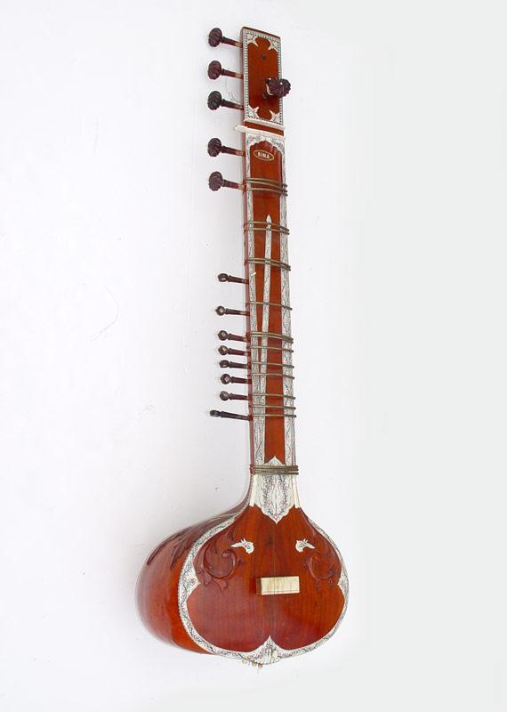 Appraisal: BINA STRING INLAID SITAR Large carved and ivory appearance inlay