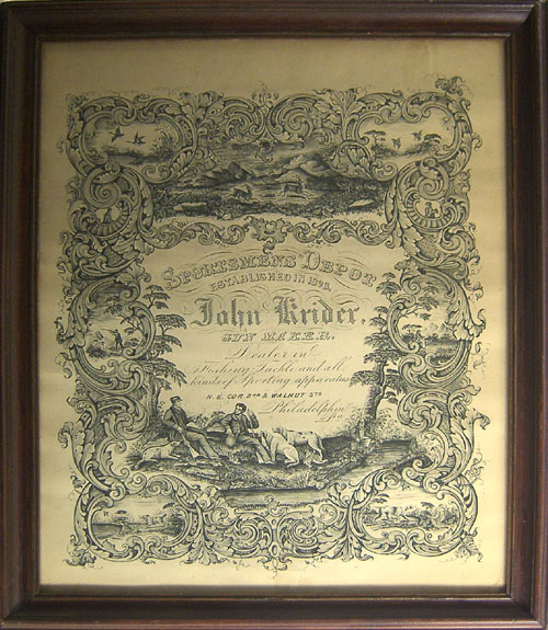 Appraisal: Printed broadside for John Krider Gun Maker Dealer in Fishing