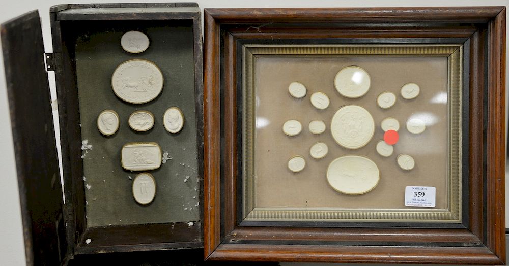 Appraisal: Collection of twenty-two white plaster Grand Tour Intaglios in shadow