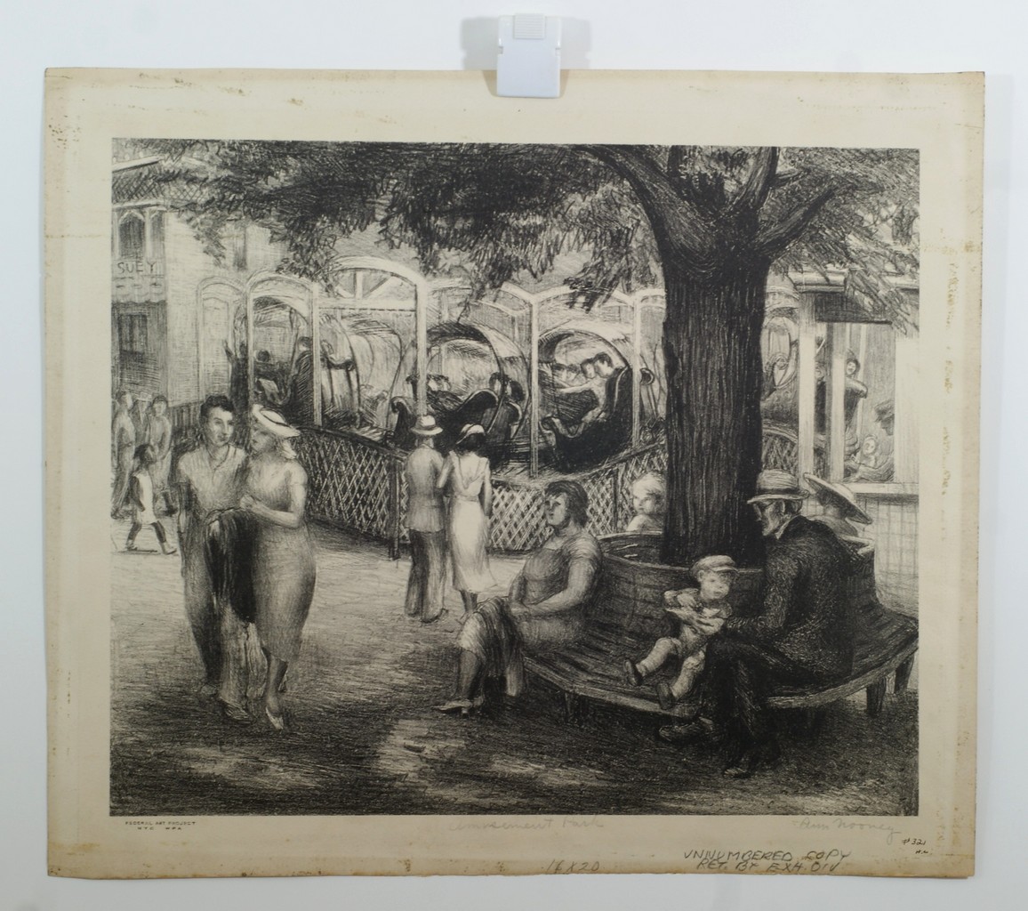 Appraisal: Ann Noonney american th c etching Amusement Park x unframed