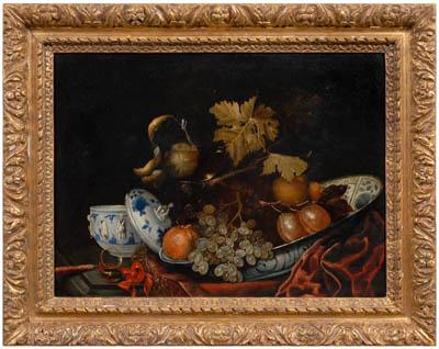 Appraisal: Still life attributed Jakobus Rootius Dutch - grapes oranges and