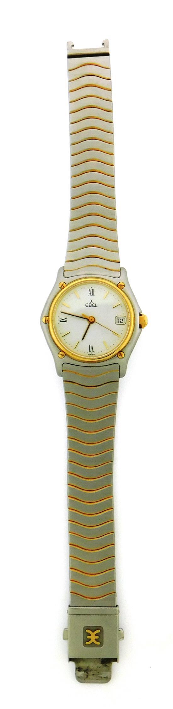 Appraisal: JEWELRY Ebel steel and gold woman's sports watch with white